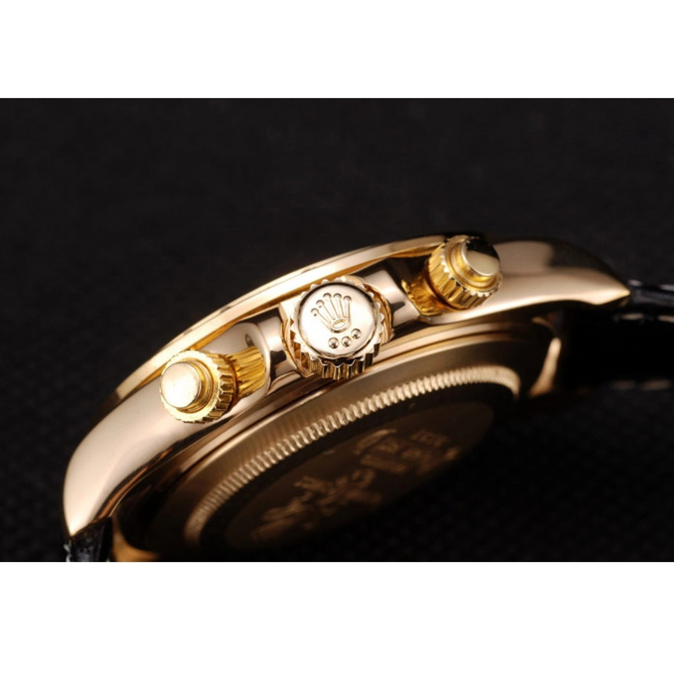 MiroTime 0819 Rolex Daytona Gold Case Crystal Studded Bezel Black Dial